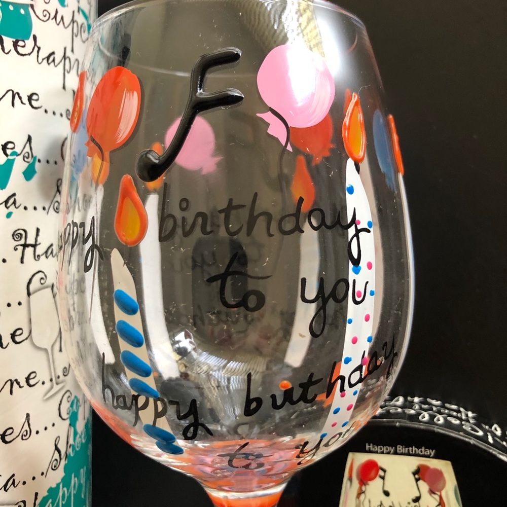 Delish Happy Birthday Hand Painted Wine Glass - Picture 11 of 12